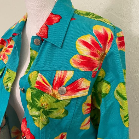 Vintage Floral Retro Denim Jacket - Picture 2 of 6